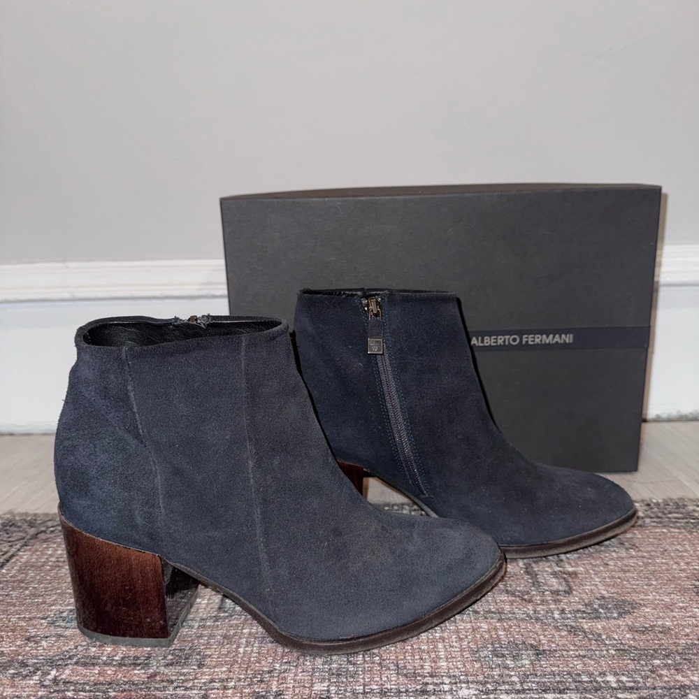 Alberto Fermani Women's Navy Suede Ankle Boots